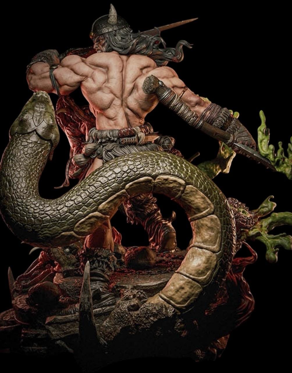 Savage Barbarian Warrior Statue – Hand-Painted Figurine 1/6 Diorama