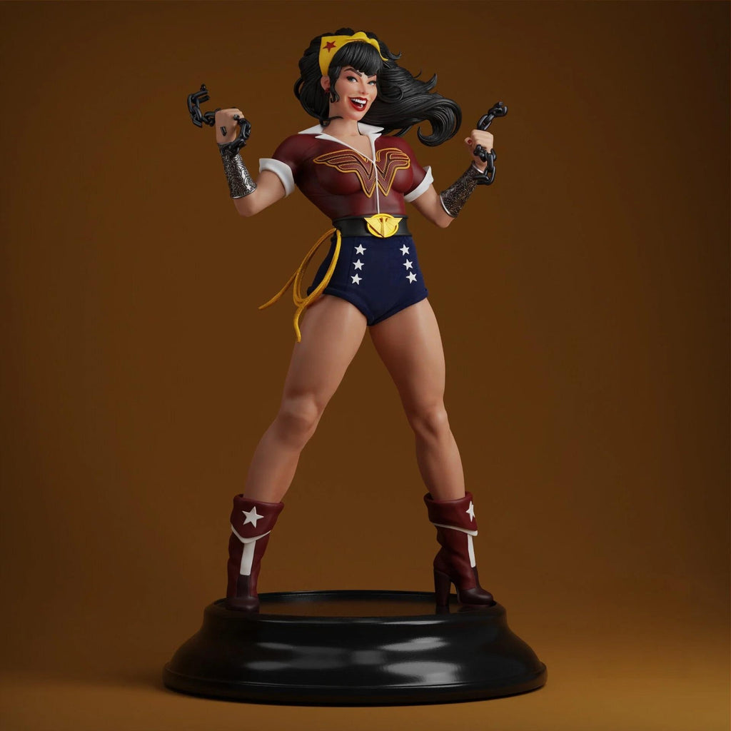 Retro Superheroine Statue – Hand Painted Figurine 1/6, Vintage Comic Style