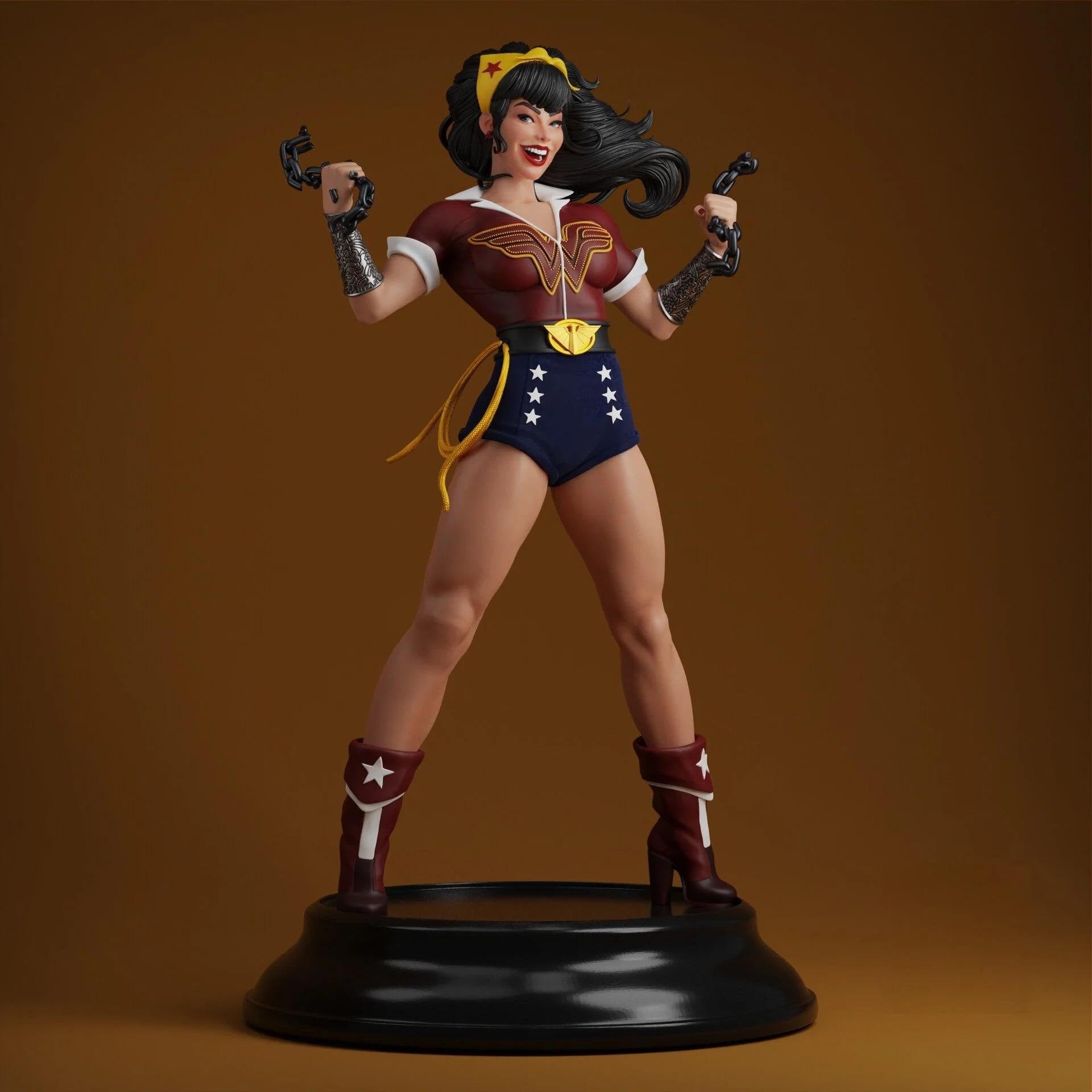 Retro Superheroine Statue – Hand Painted Figurine 1/6, Vintage Comic Style