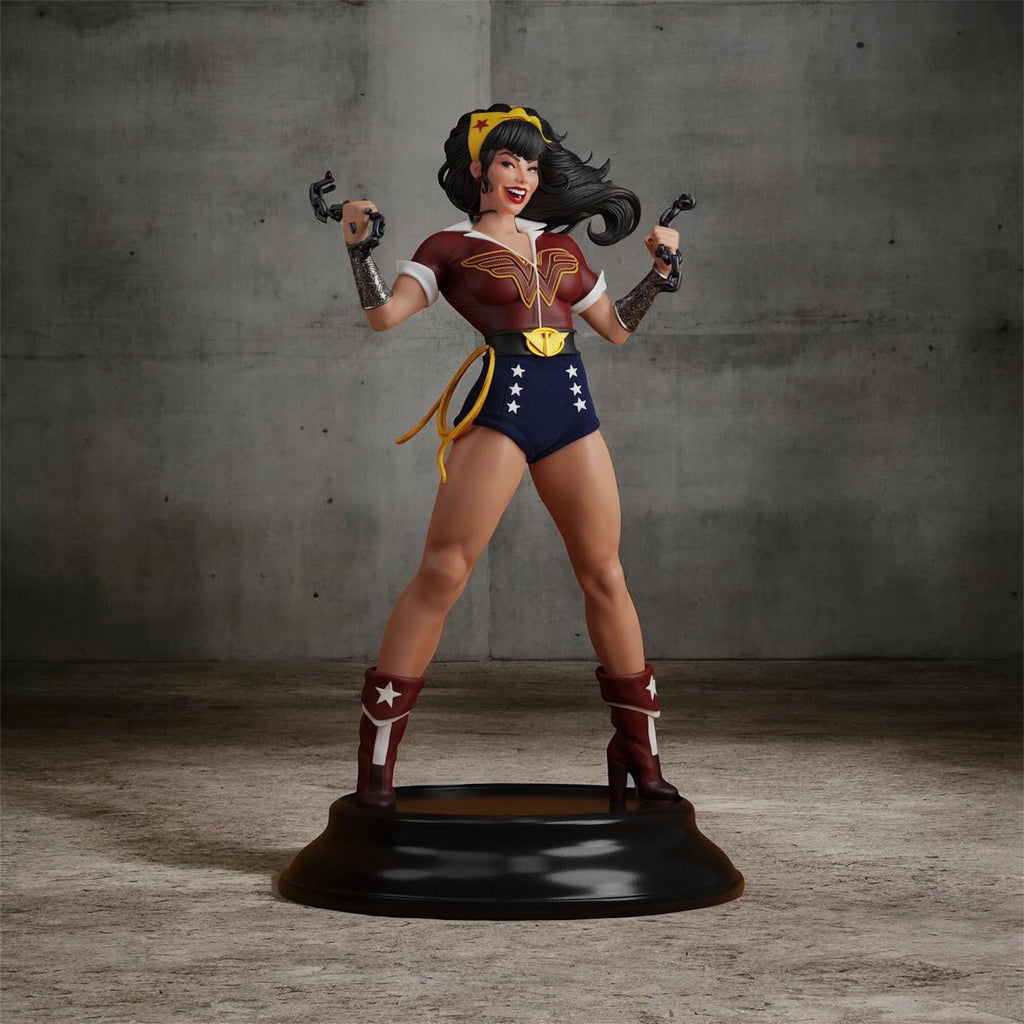 Retro Superheroine Statue – Hand Painted Figurine 1/6, Vintage Comic Style