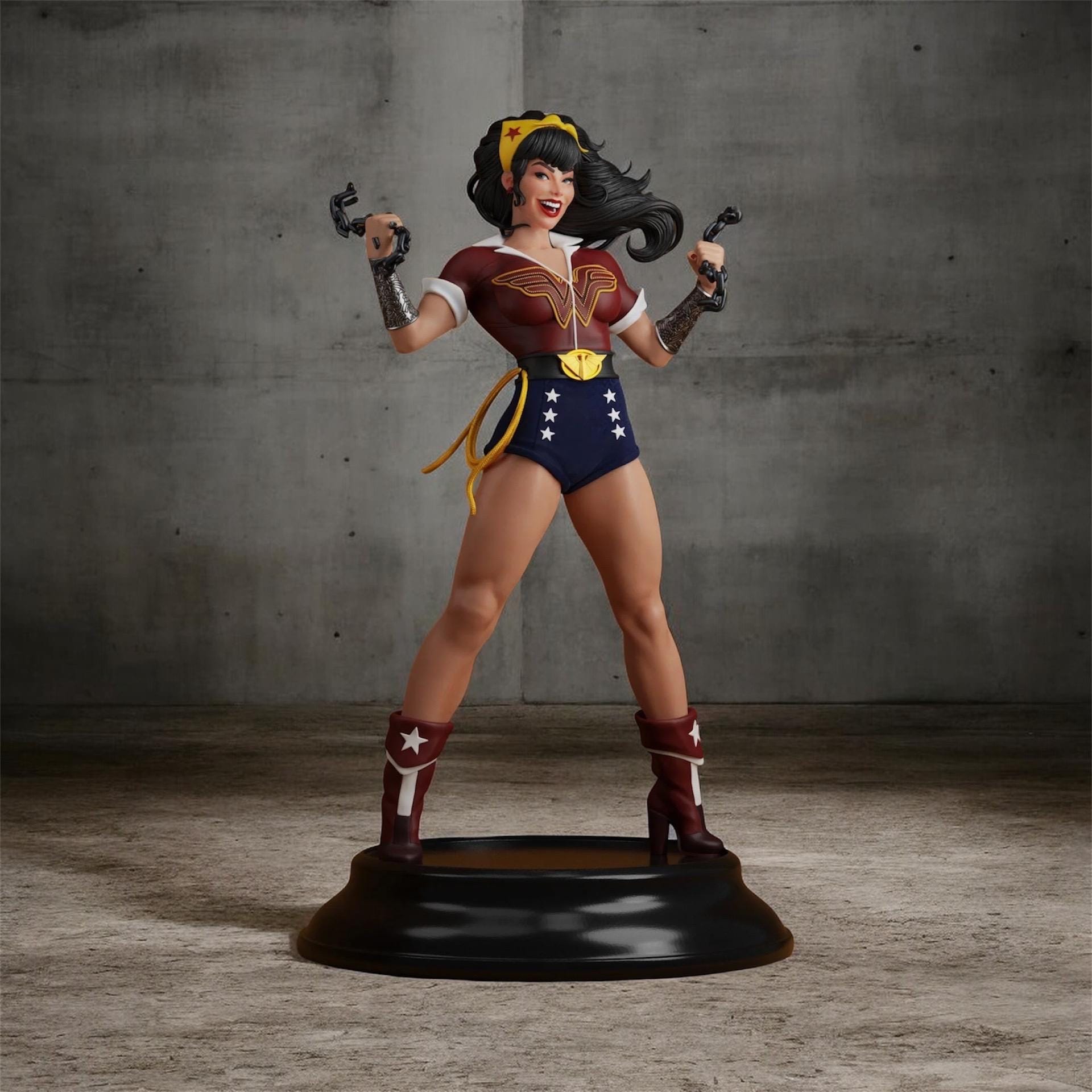 Retro Superheroine Statue – Hand Painted Figurine 1/6, Vintage Comic Style