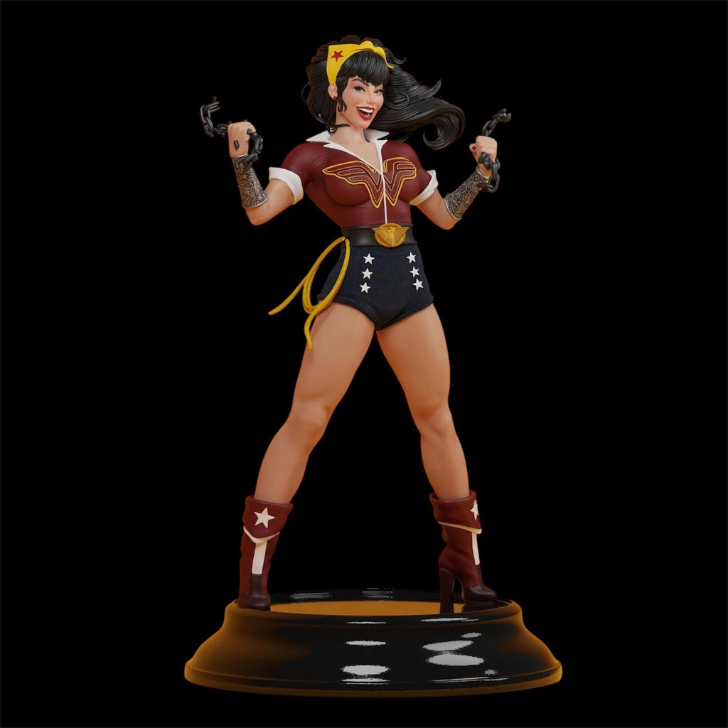 Retro Superheroine Statue – Hand Painted Figurine 1/6, Vintage Comic Style