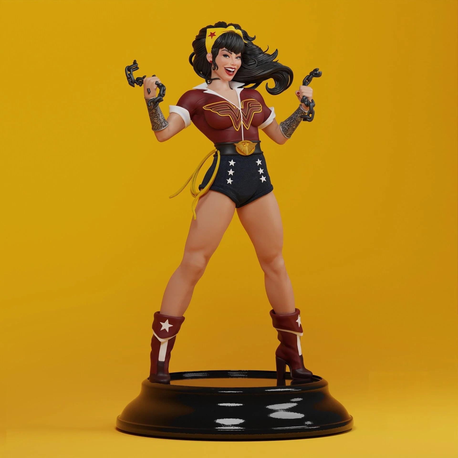 Retro Superheroine Statue – Hand Painted Figurine 1/6, Vintage Comic Style