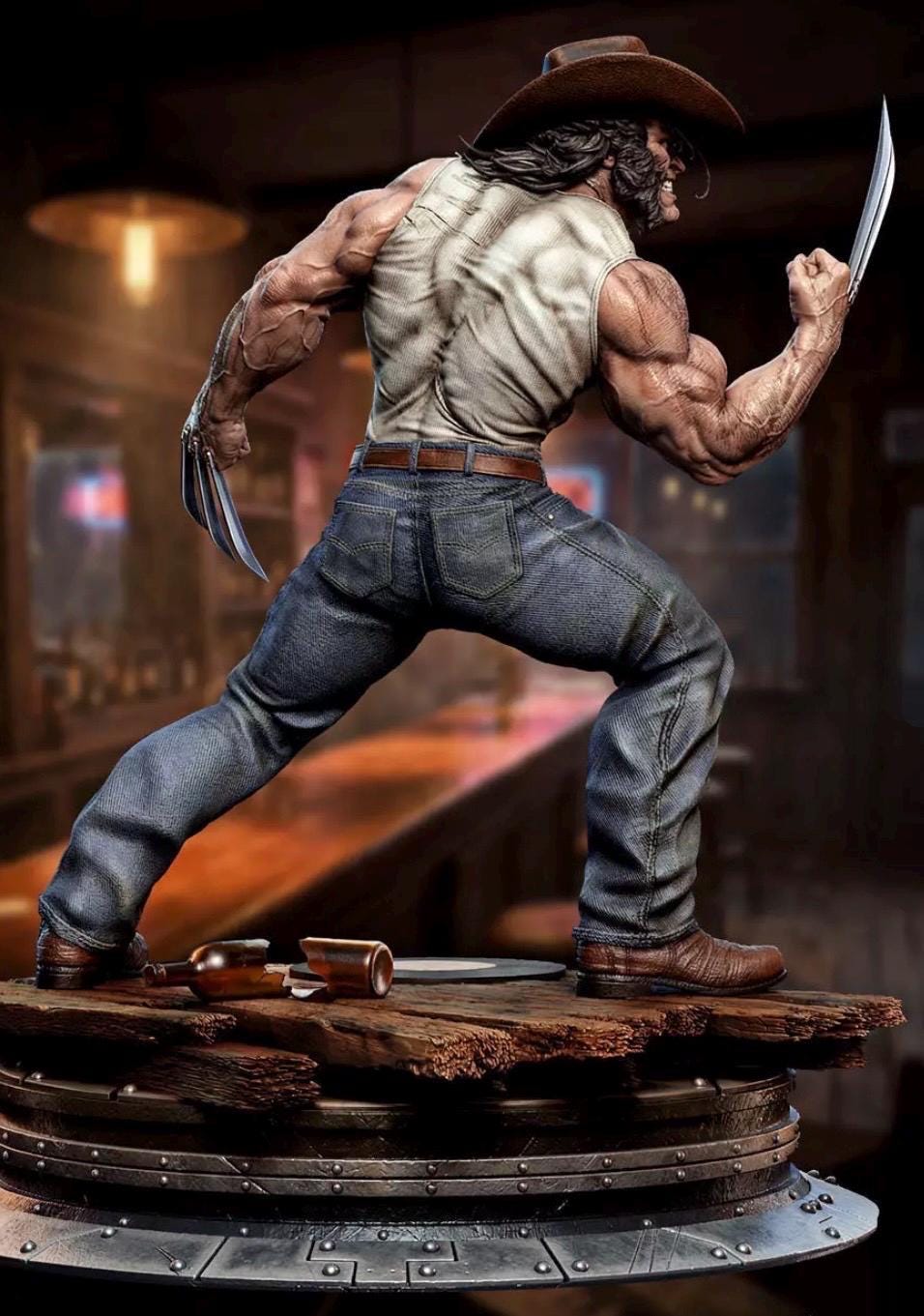 Custom Mutant Cowboy Warrior Statue – 1/6 Scale – Hand Painted Figurine