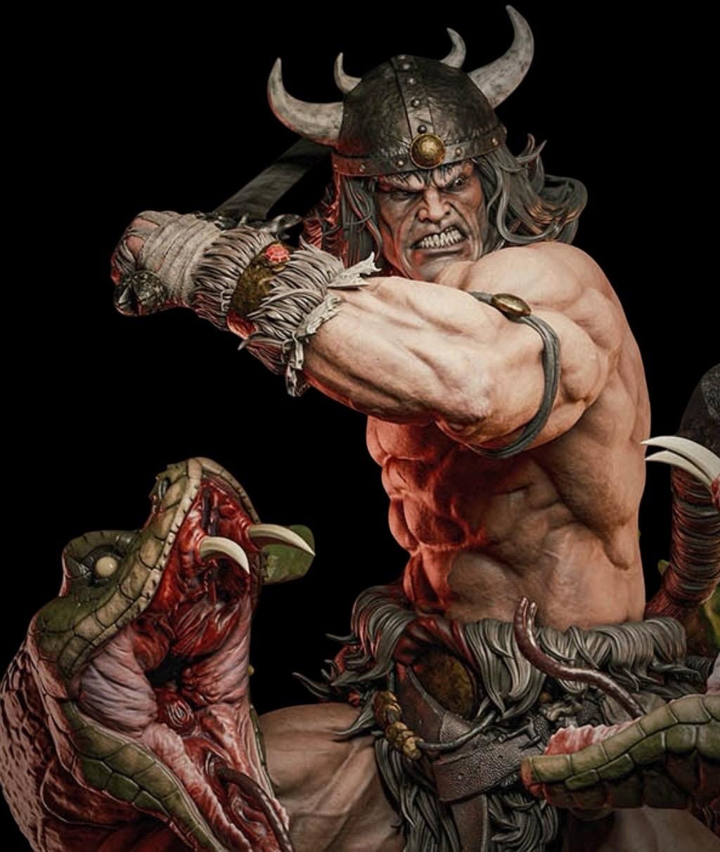 Savage Barbarian Warrior Statue – Hand-Painted Figurine 1/6 Diorama