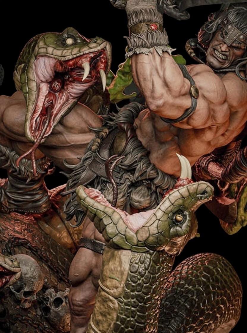 Savage Barbarian Warrior Statue – Hand-Painted Figurine 1/6 Diorama