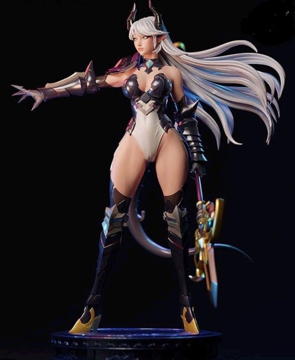 Dark Demon Spear Warrior Statue – Hand Painted Custom Figurine 1/6