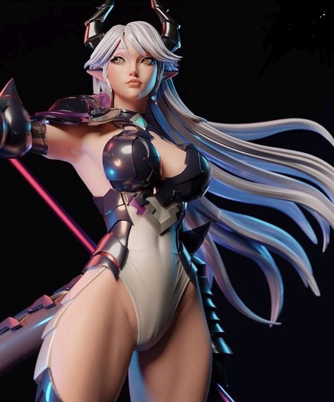 Dark Demon Spear Warrior Statue – Hand Painted Custom Figurine 1/6