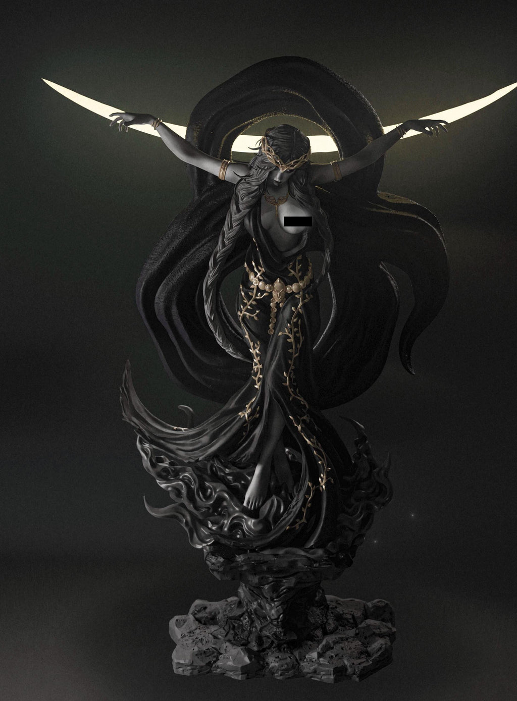Hand-Painted Resin Goddess Statue – 1/6 Scale Dark Fantasy Figurine (40-45cm)