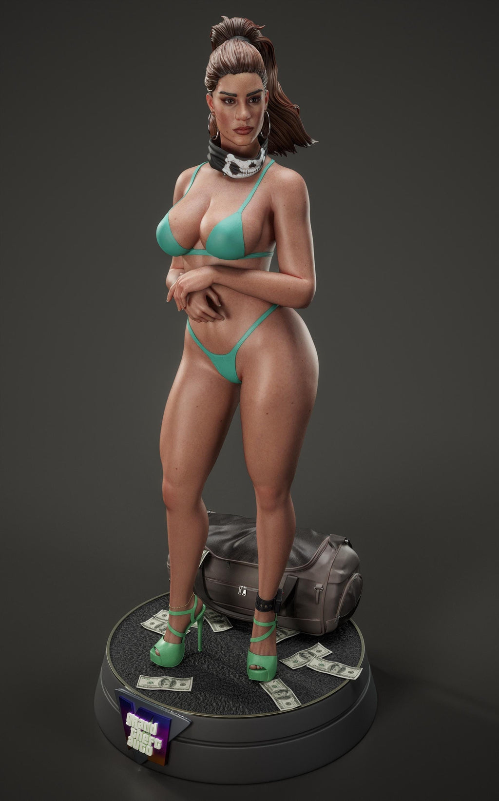 Urban Heist Resin Statue – Hand-Painted 1/6 Scale Figurine, (Bikini/Dress)