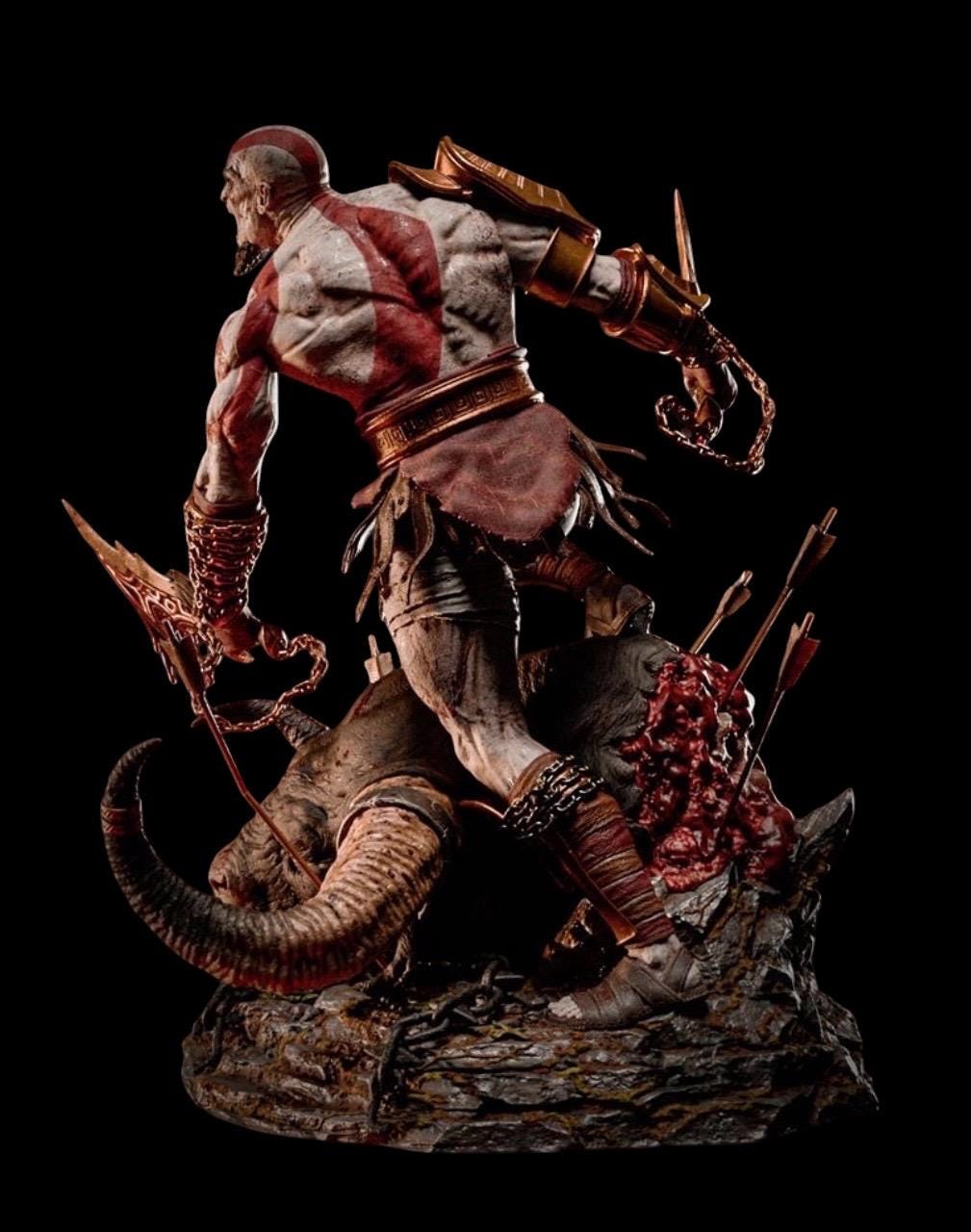 Spartan God of War Statue, Painted Resin Warrior Collectible, Mythology Display Piece 1/6 Scale