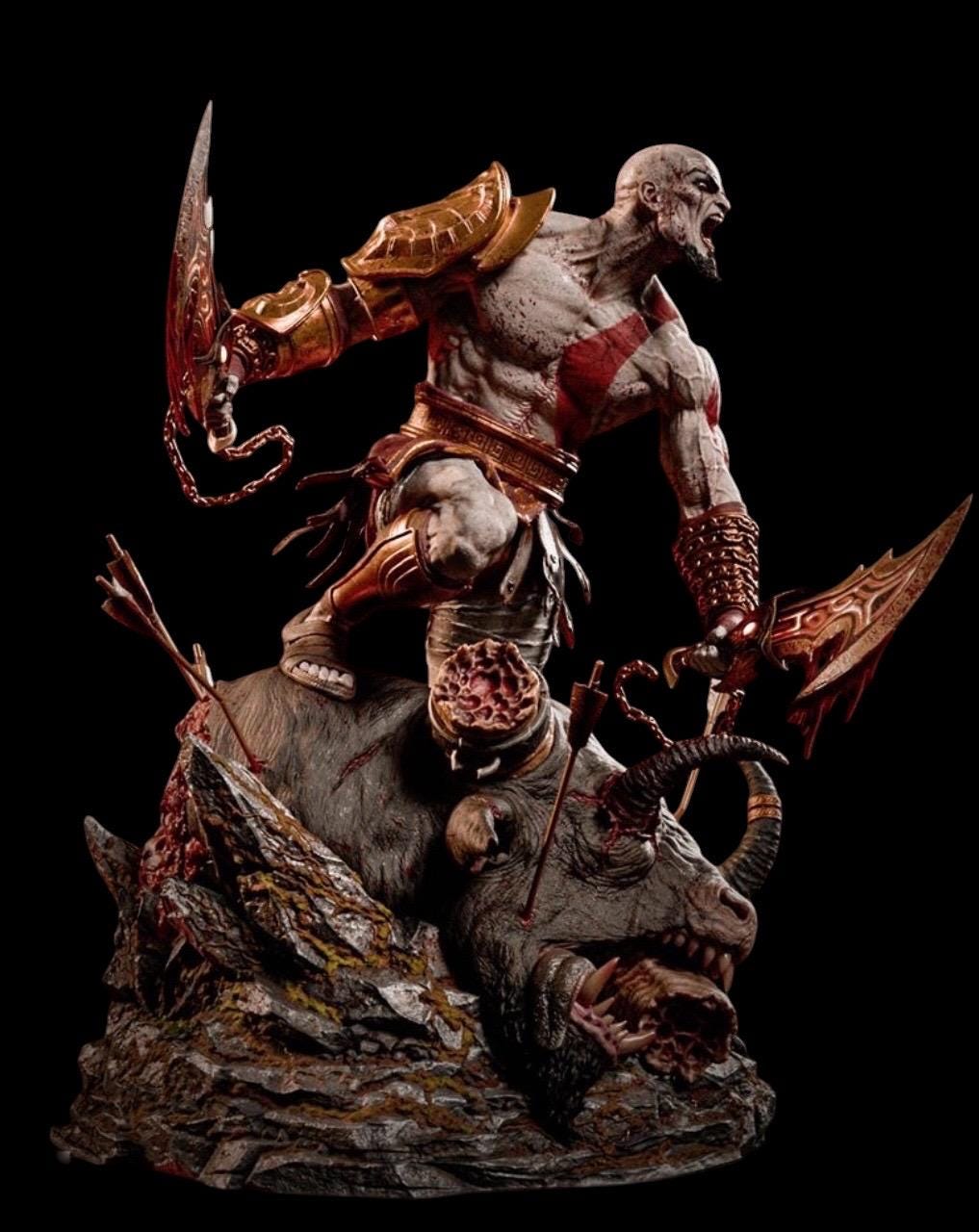 Spartan God of War Statue, Painted Resin Warrior Collectible, Mythology Display Piece 1/6 Scale