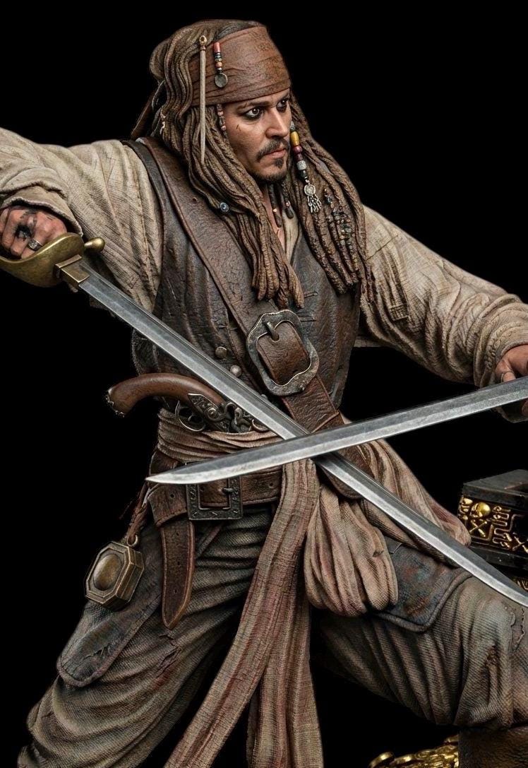 Pirate Duel Statue Painted Custom Figurine 1:6 Scale Resin Display Collectible 50cm