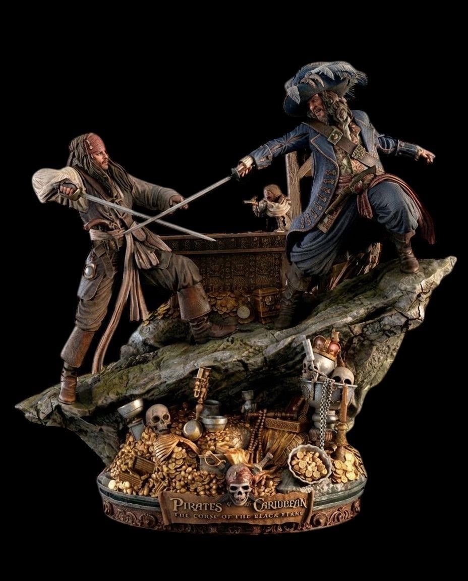 Pirate Duel Statue Painted Custom Figurine 1:6 Scale Resin Display Collectible 50cm