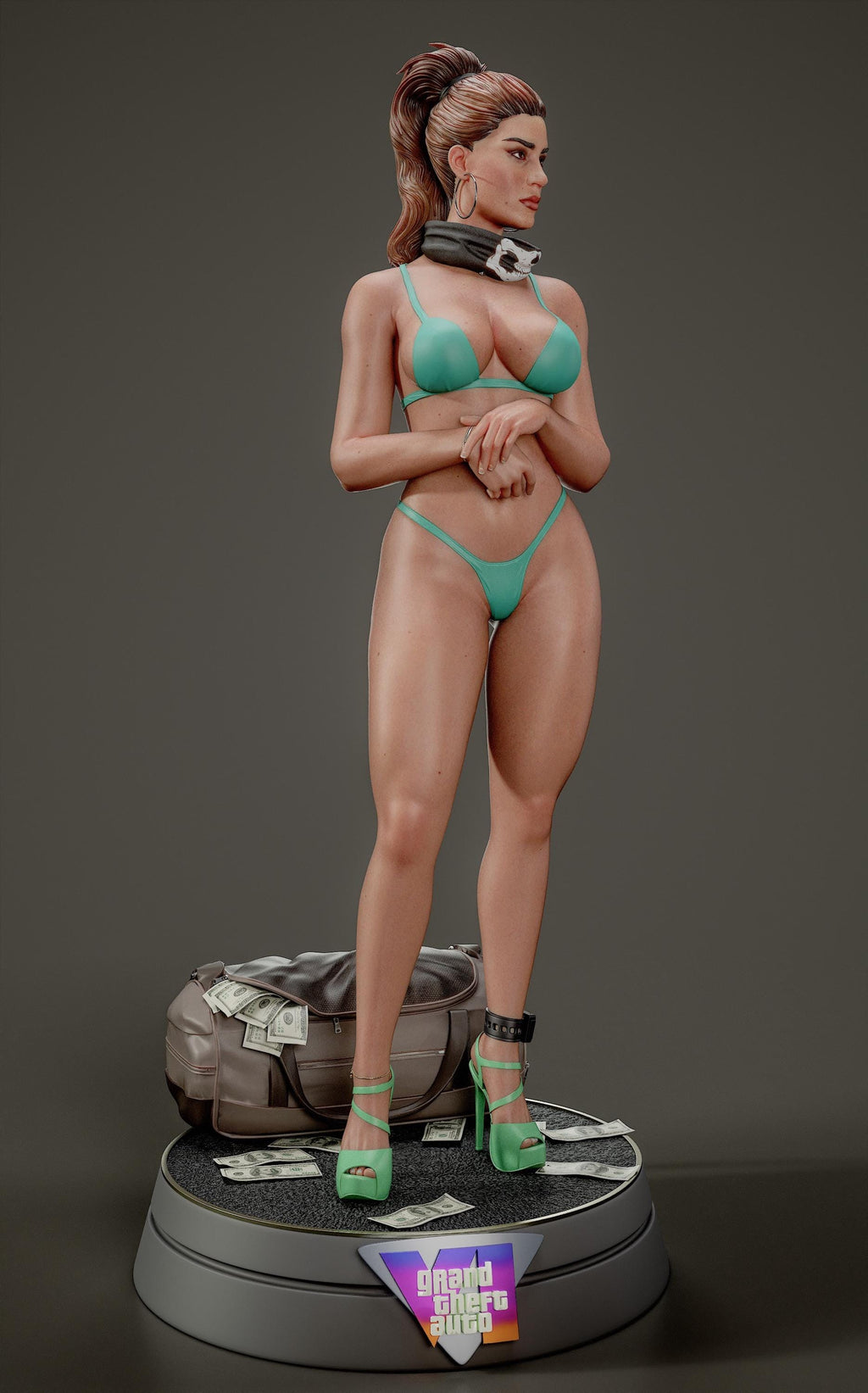 Urban Heist Resin Statue – Hand-Painted 1/6 Scale Figurine, (Bikini/Dress)