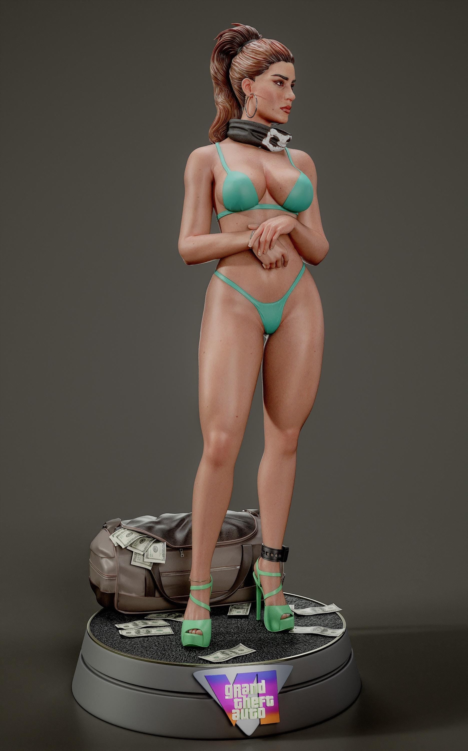 Urban Heist Resin Statue – Hand-Painted 1/6 Scale Figurine, (Bikini/Dress)
