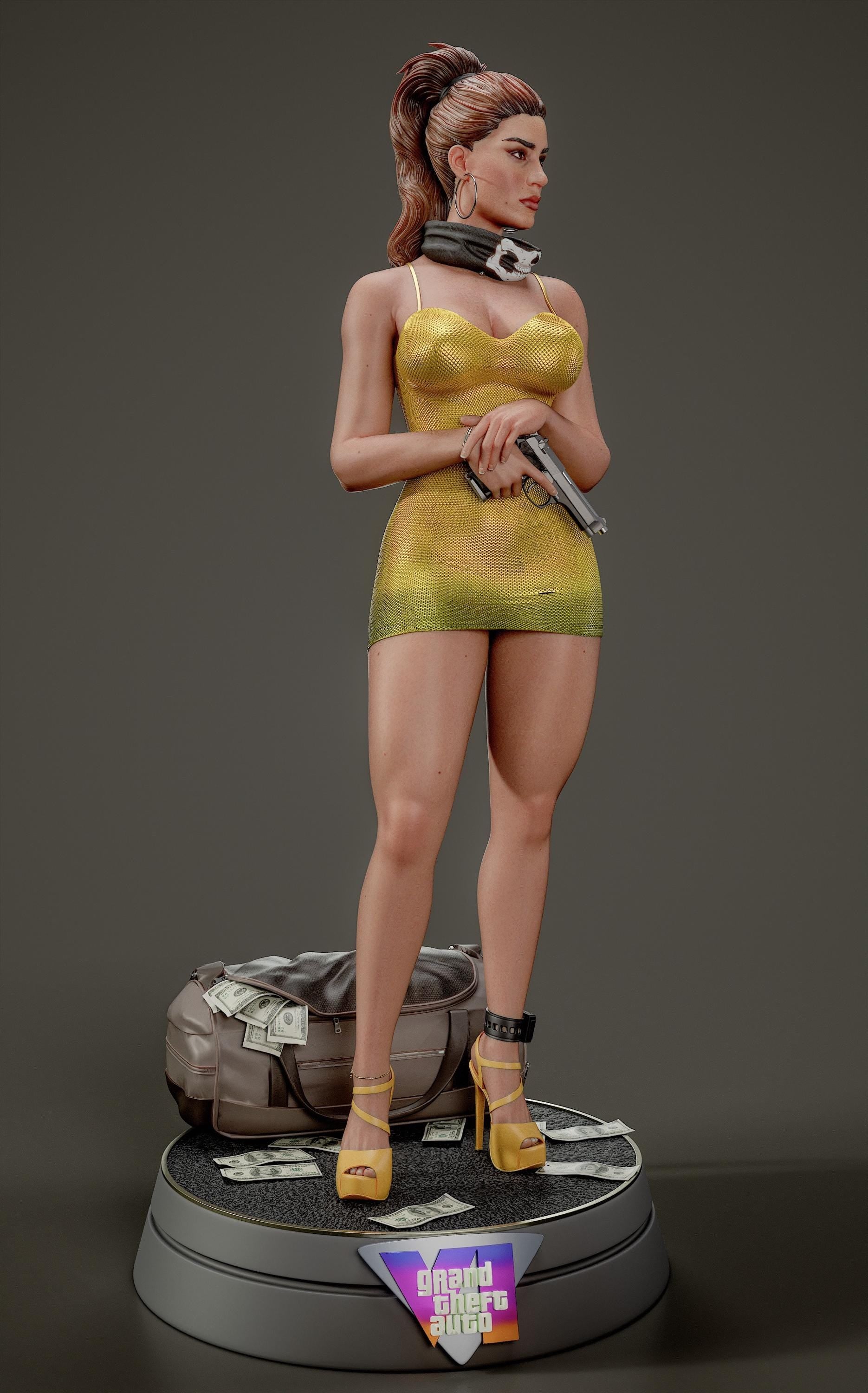 Urban Heist Resin Statue – Hand-Painted 1/6 Scale Figurine, (Bikini/Dress)