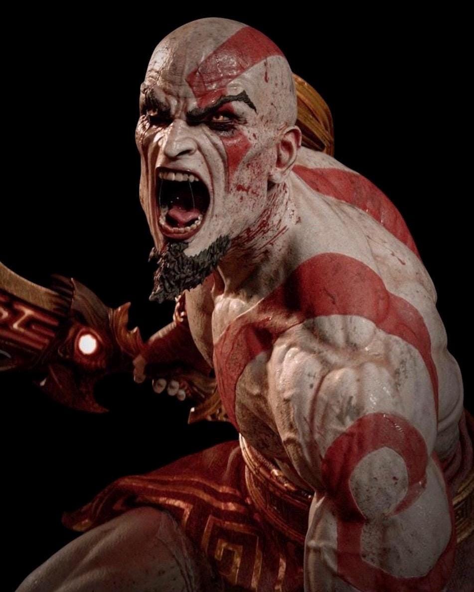 Spartan God of War Statue, Painted Resin Warrior Collectible, Mythology Display Piece 1/6 Scale