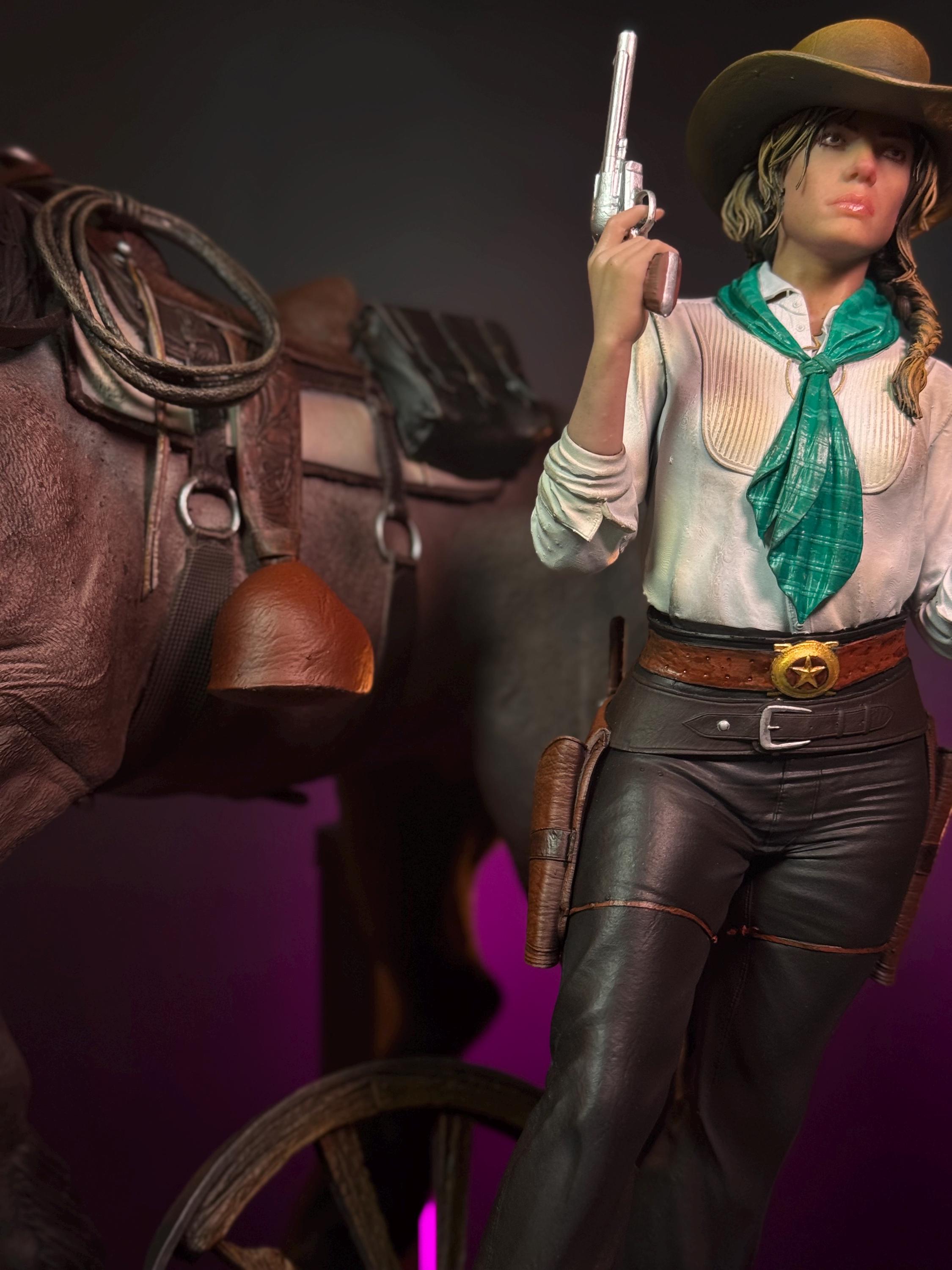Frontier Sharpshooter with Horse – 1/6 Scale Custom Figurine • Hand Painted Western Diorama Statue