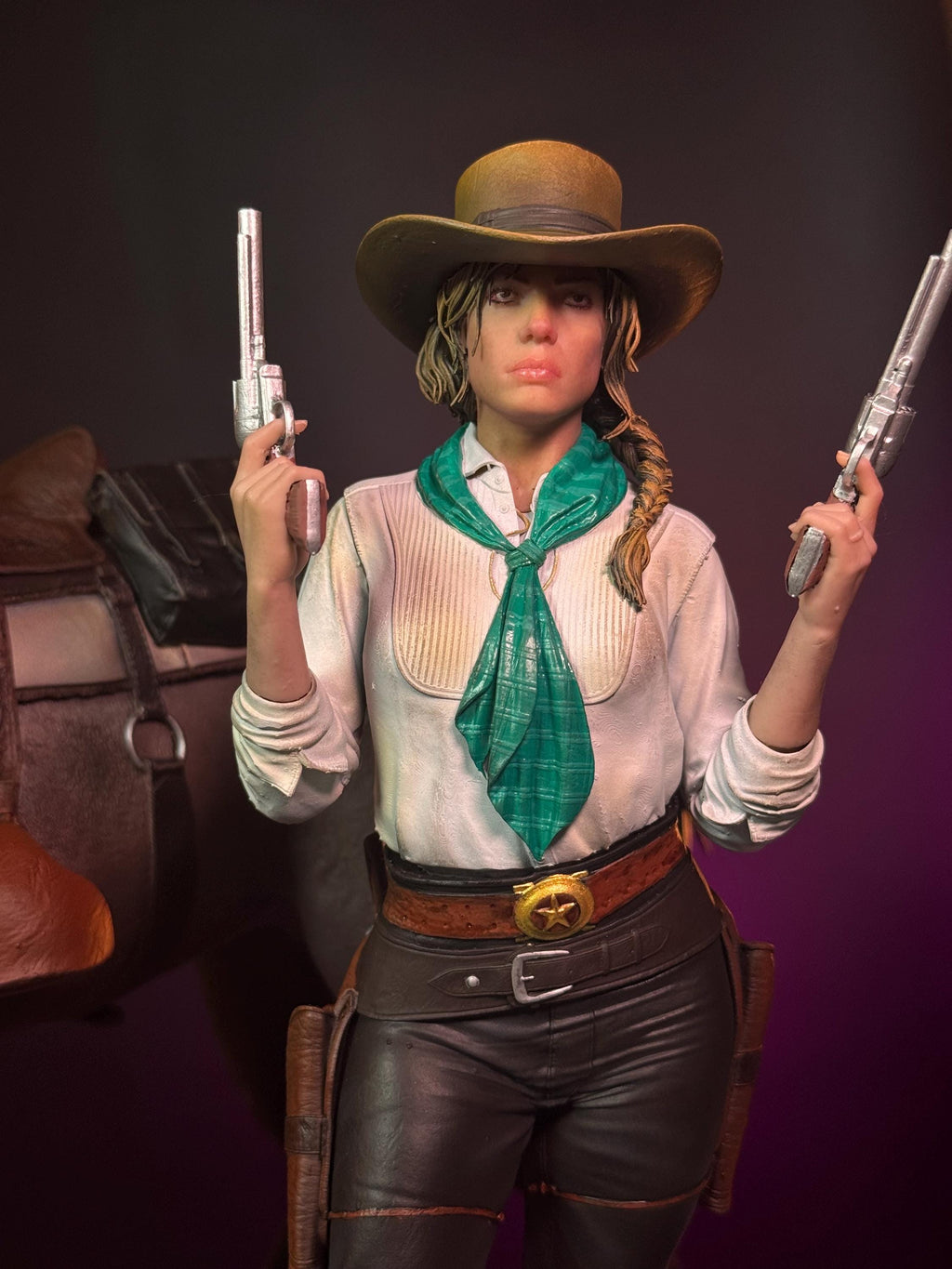 Frontier Sharpshooter with Horse – 1/6 Scale Custom Figurine • Hand Painted Western Diorama Statue