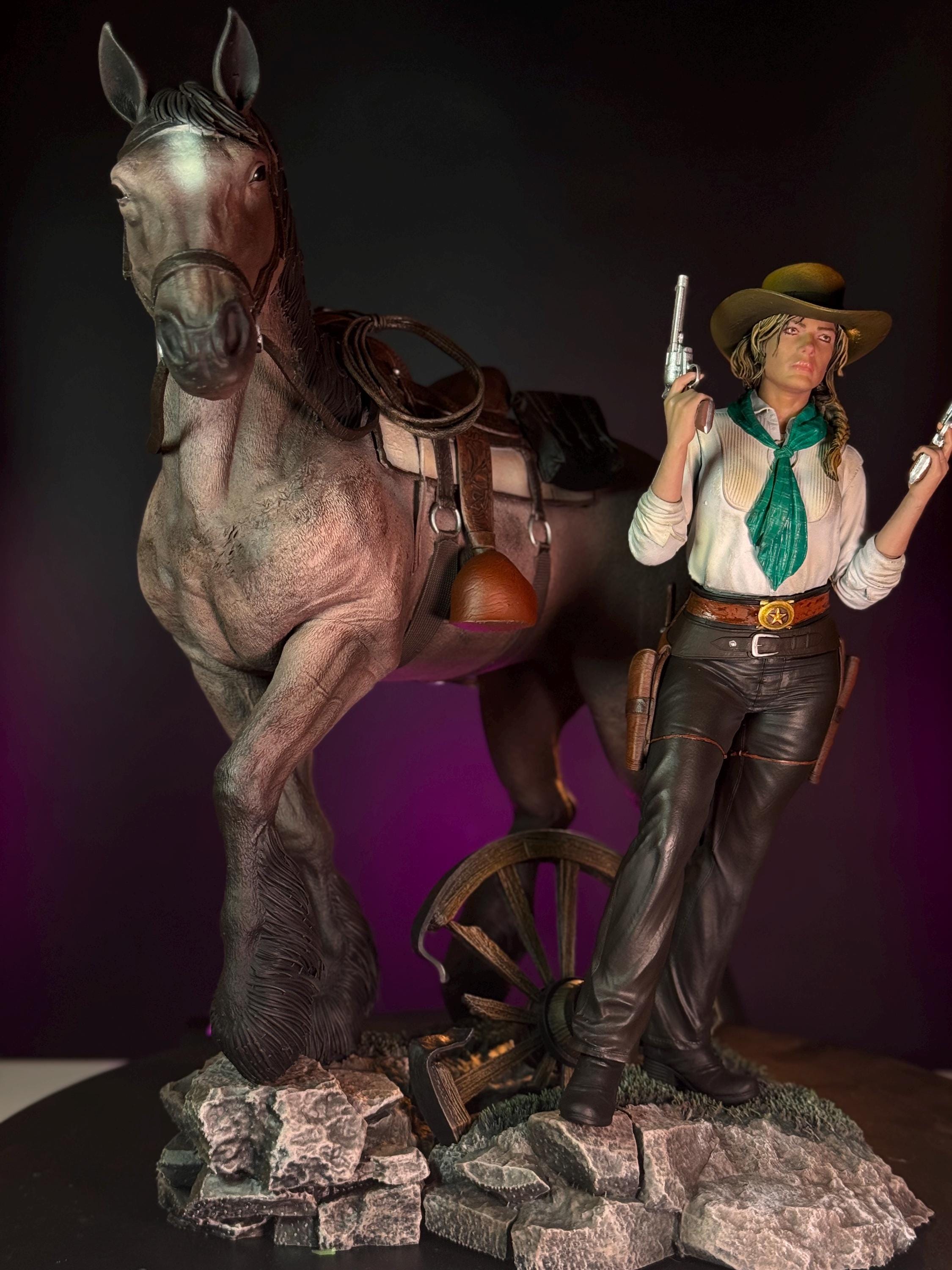 Frontier Sharpshooter with Horse – 1/6 Scale Custom Figurine • Hand Painted Western Diorama Statue