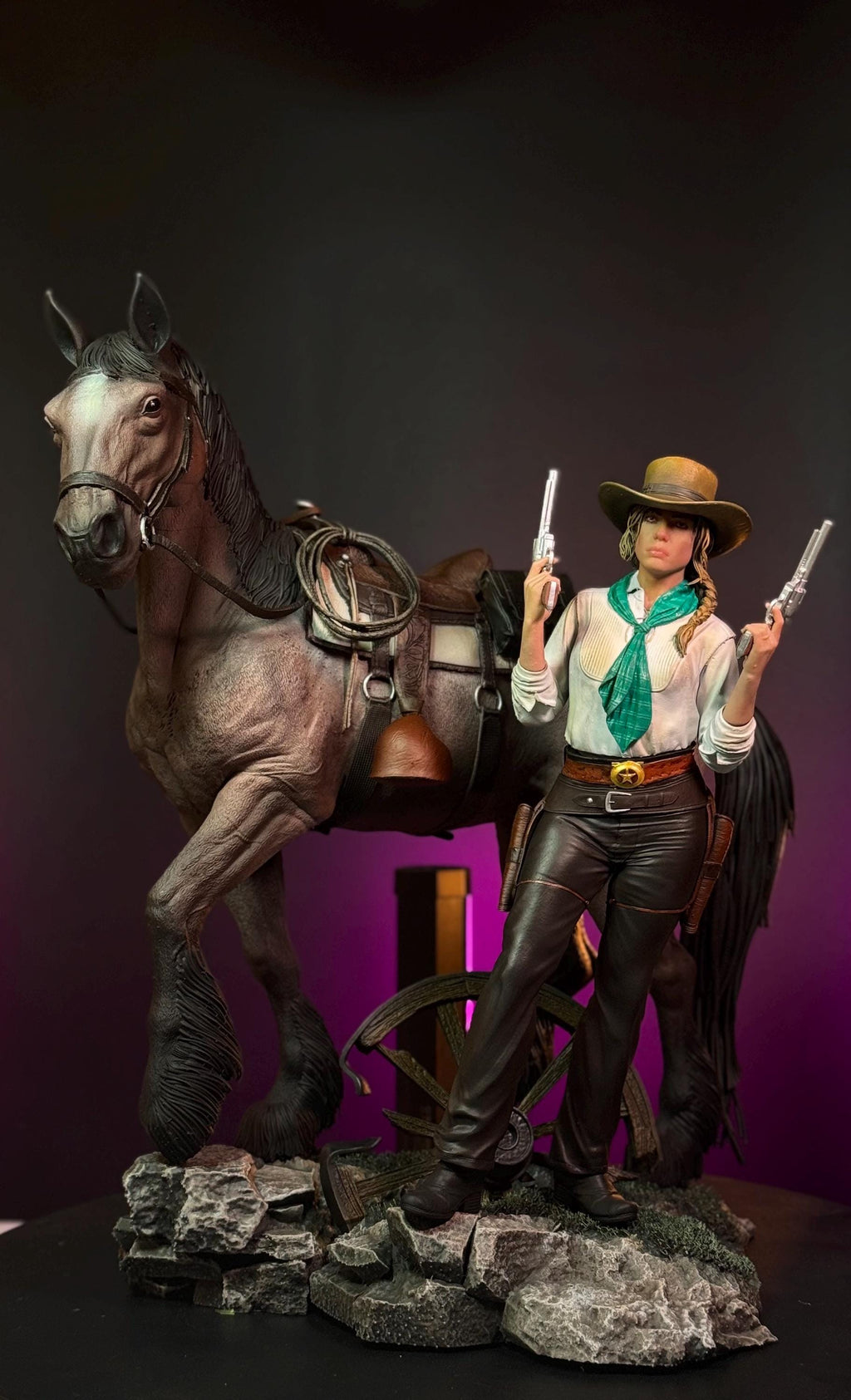 Frontier Sharpshooter with Horse – 1/6 Scale Custom Figurine • Hand Painted Western Diorama Statue