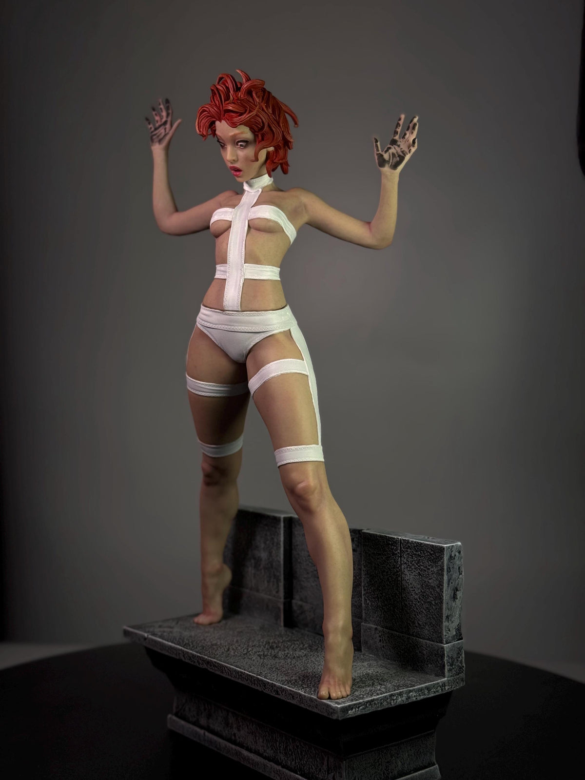 Futuristic Red-Haired Warrior Statue – Custom Figurine 1/6 Scale – Hand-Painted Collectible