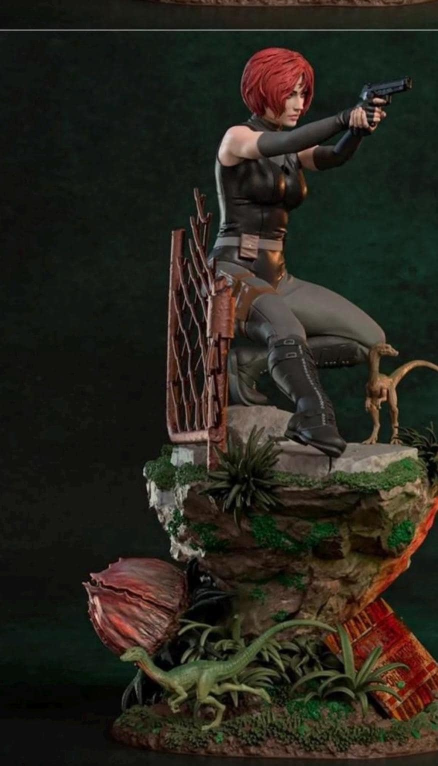 Red Hair Dino Hunter Statue – Sci-Fi Agent 1/6