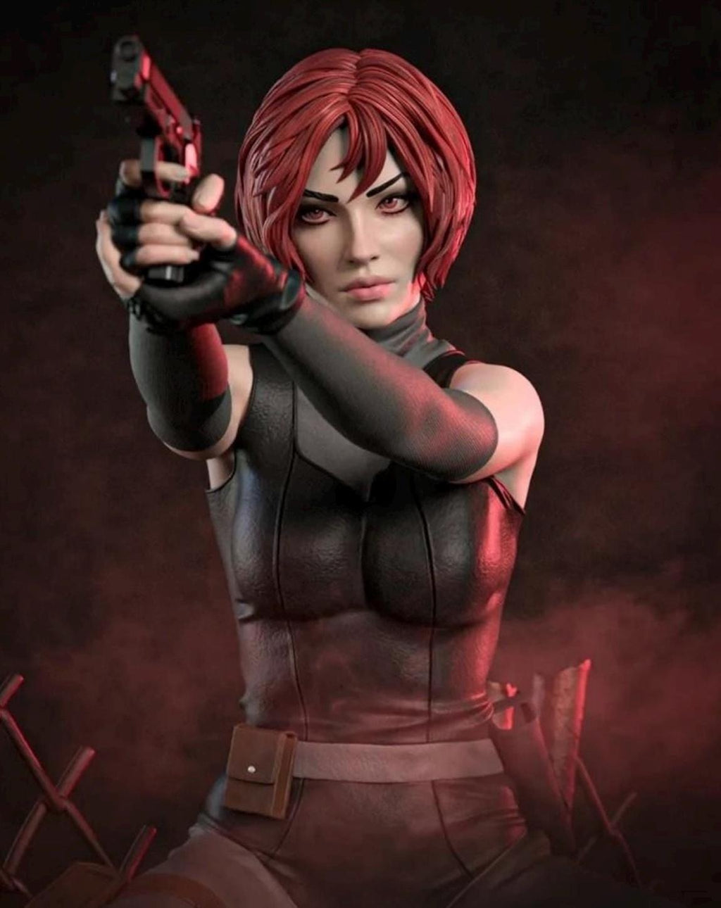 Red Hair Dino Hunter Statue – Sci-Fi Agent 1/6