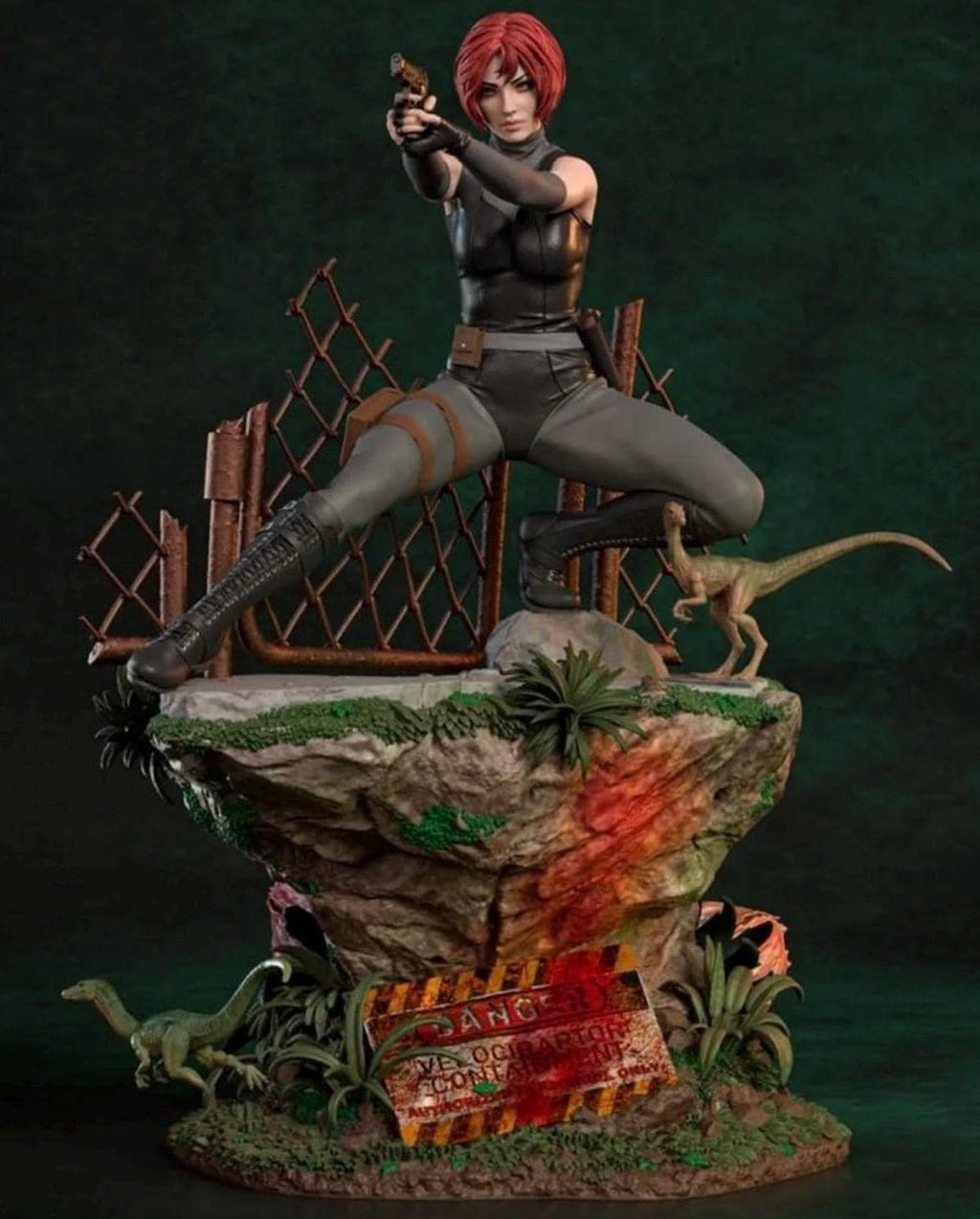 Red Hair Dino Hunter Statue – Sci-Fi Agent 1/6