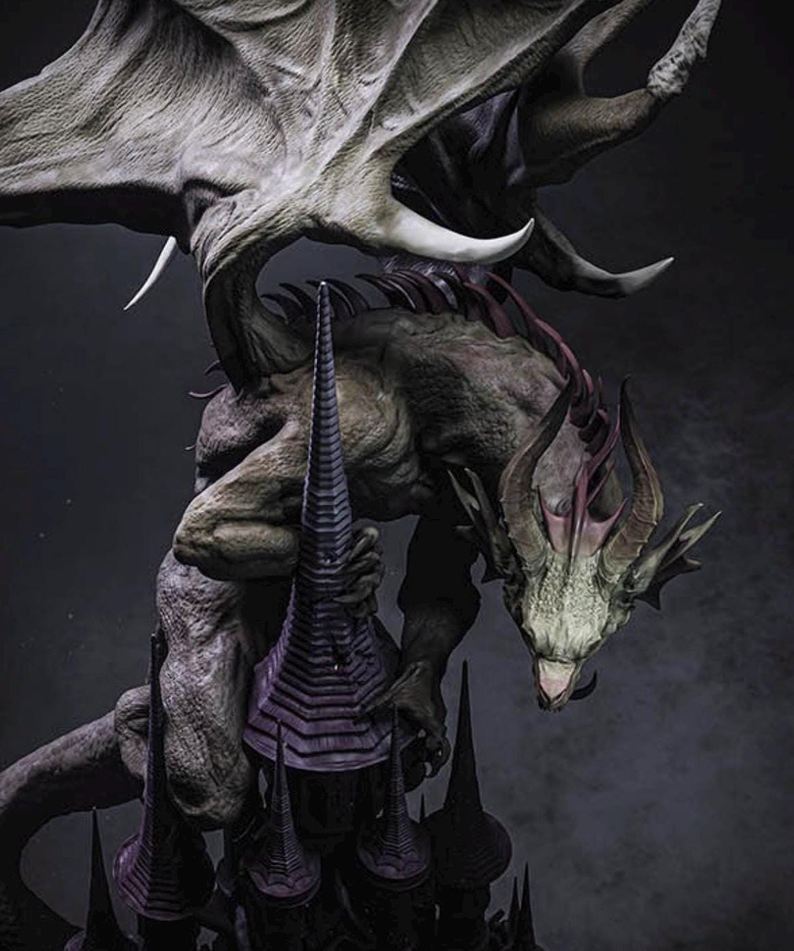 Gothic Dragon Statue on Castle Spire - Mysterious Dragon Figurine 30cm