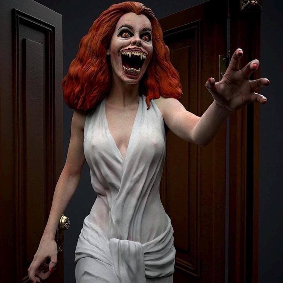 1/6 Scale Vampire Bride in Doorway Diorama | 3D Printed Horror Resin Statue | 80s Retro Monster Collectible Art Figure Decor