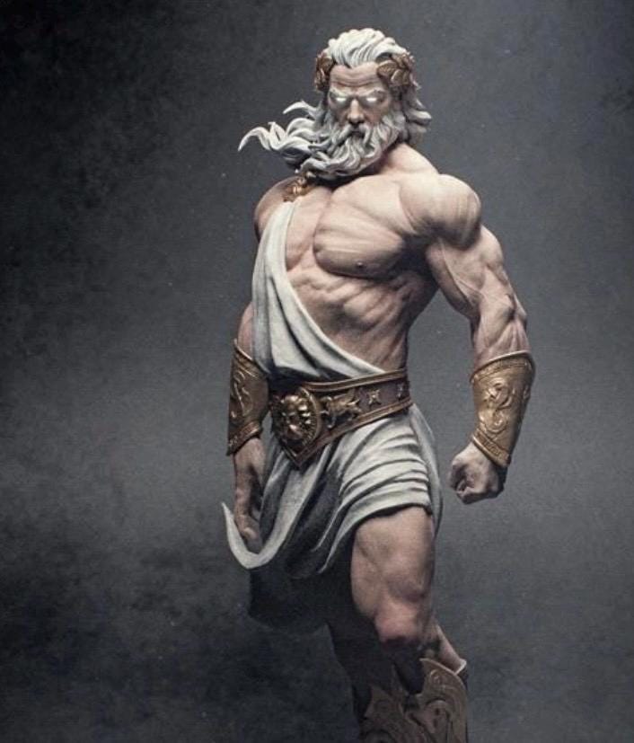 Zeus Statue Hand-Painted figurine, Greek Mythology God of Thunder Collectible 1/6
