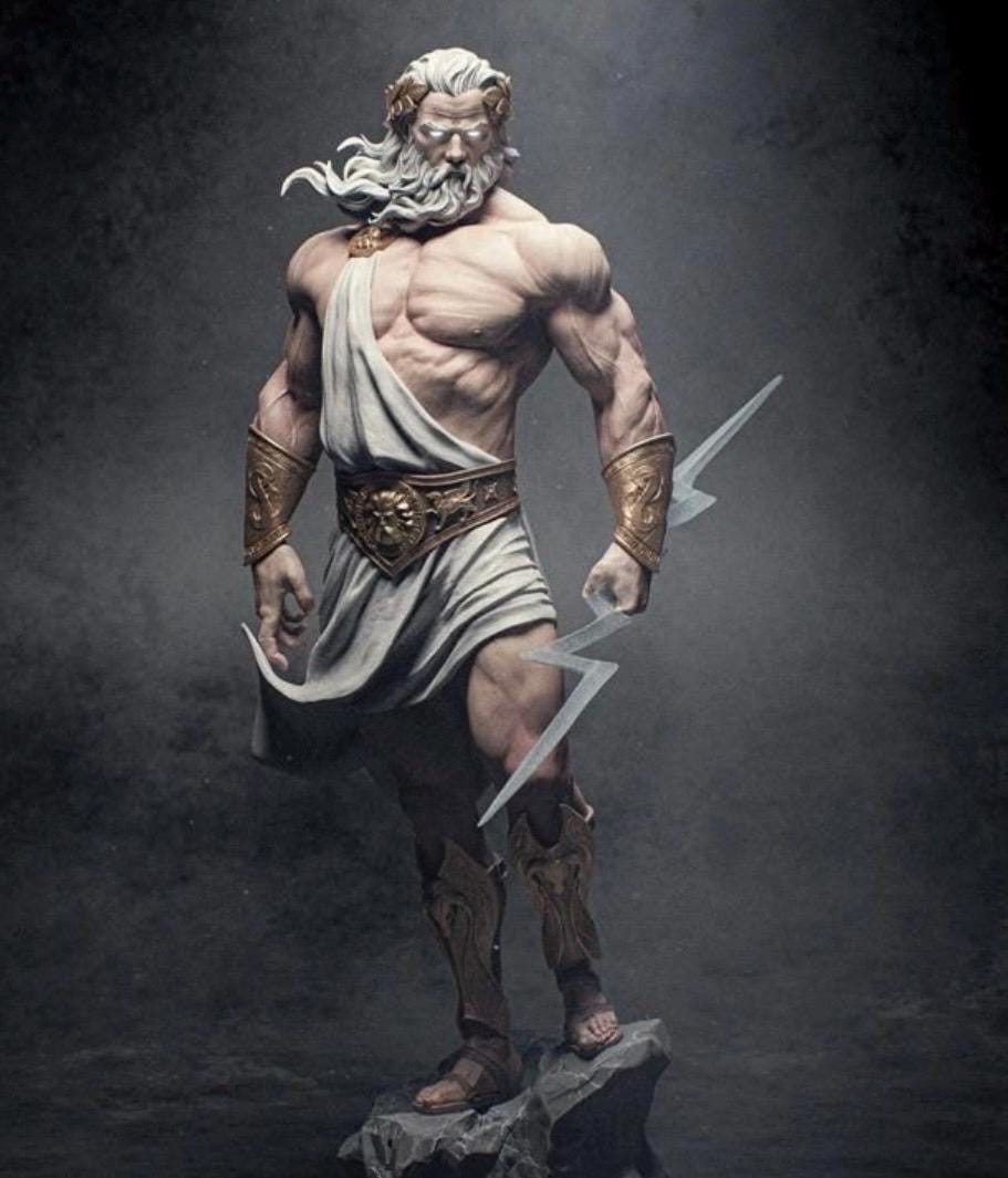 Zeus Statue Hand-Painted figurine, Greek Mythology God of Thunder Collectible 1/6