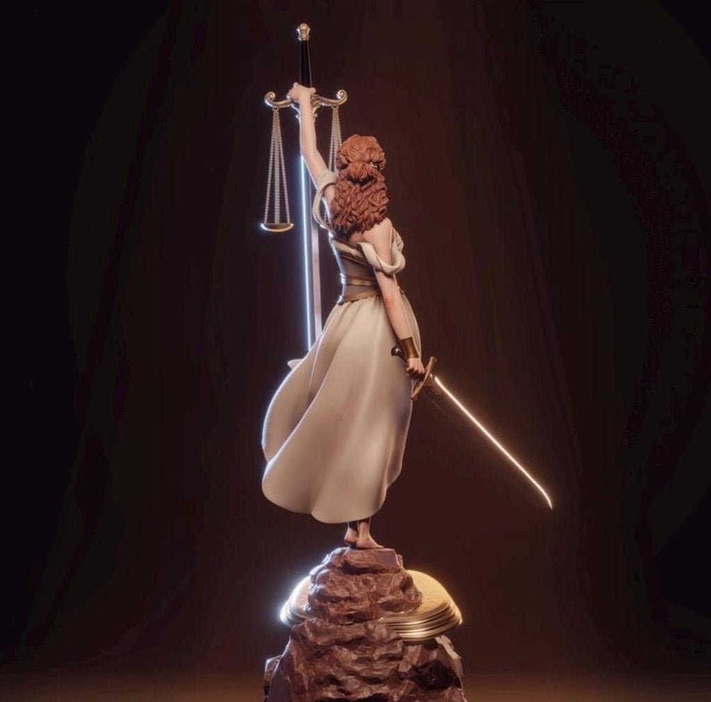 Lady Justice Resin Statue – Greek Goddess Themis Figure, Hand-Painted Blind Justice Sculpture with Scales and Sword 1/6