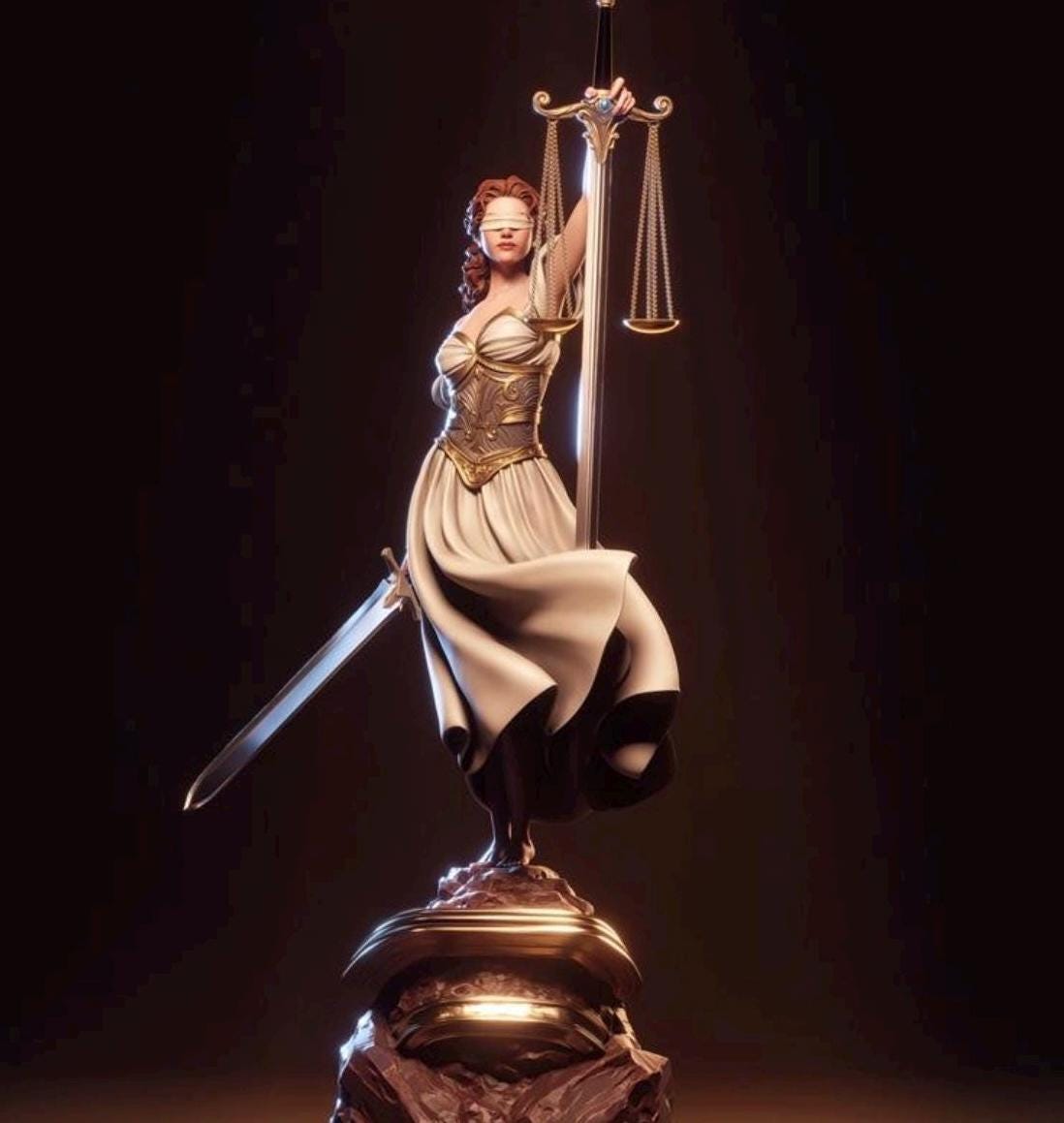 Lady Justice Resin Statue – Greek Goddess Themis Figure, Hand-Painted Blind Justice Sculpture with Scales and Sword 1/6