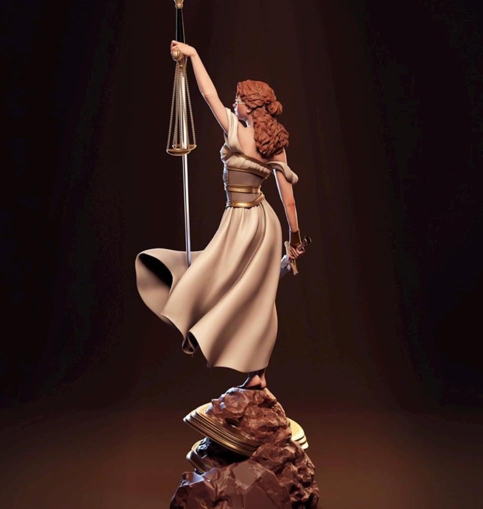Lady Justice Resin Statue – Greek Goddess Themis Figure, Hand-Painted Blind Justice Sculpture with Scales and Sword 1/6