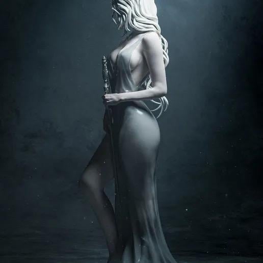 Lady of the Lake Resin Statue – Arthurian Legend Nimue Figure, Hand-Painted Excalibur Fantasy Sculpture, Mystical Water Spirit Art Decor 1/6