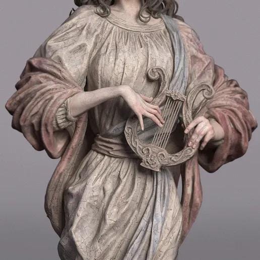 Greek Muse of Music Resin Statue – Classical Lyre Player Goddess Figure, Hand-Painted Hellenic Goddess 1/6