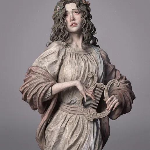 Greek Muse of Music Resin Statue – Classical Lyre Player Goddess Figure, Hand-Painted Hellenic Goddess 1/6