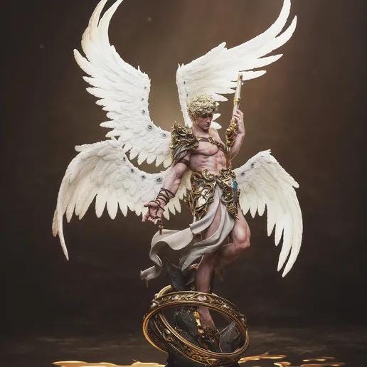 Cherubim Archangel Resin Statue – Celestial Warrior Angel Figure with Multi-Wings & Greatsword 1/6
