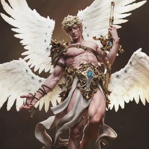 Cherubim Archangel Resin Statue – Celestial Warrior Angel Figure with Multi-Wings & Greatsword 1/6