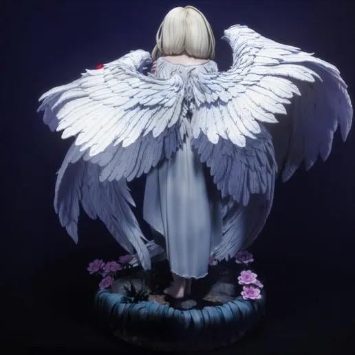 Seraphim Blind Angel Resin Statue – Six-Winged Celestial Hand-Painted Blindfolded Divine spirit 1/6