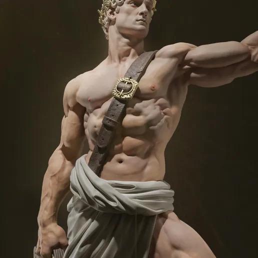 Greek God Apollo Resin Statue – God Figure with Golden Bow & Lyre, Hand-Painted Hellenic Olympian Fine Art 1/6