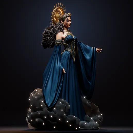 Goddess Nyx of the Night Resin Statue – Greek Primordial Deity Figure with Radiant Halo, Hand-Painted Celestial Queen 1/6