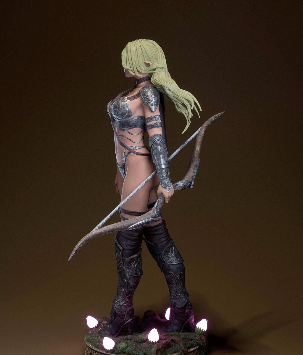 Elaria Dark Elf Assassin Maiden Resin Statue – Shadow Ranger Pin Up Figure with Bow & Dagger, Hand-Painted Fantasy Archer 1/6