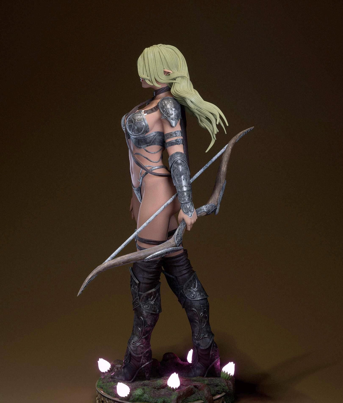 Elaria Dark Elf Assassin Maiden Resin Statue – Shadow Ranger Pin Up Figure with Bow & Dagger, Hand-Painted Fantasy Archer 1/6