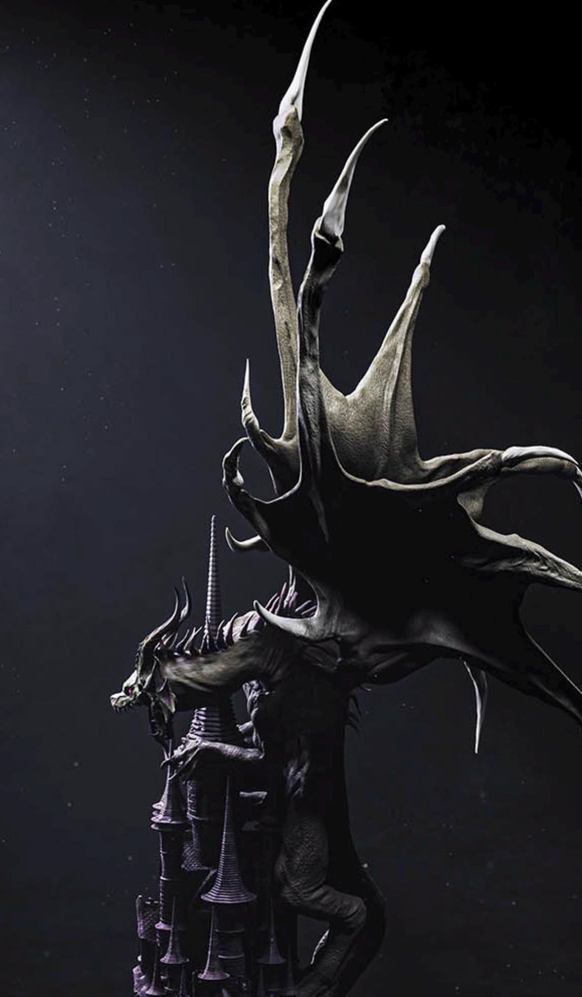 Gothic Dragon Statue on Castle Spire - Mysterious Dragon Figurine 30cm