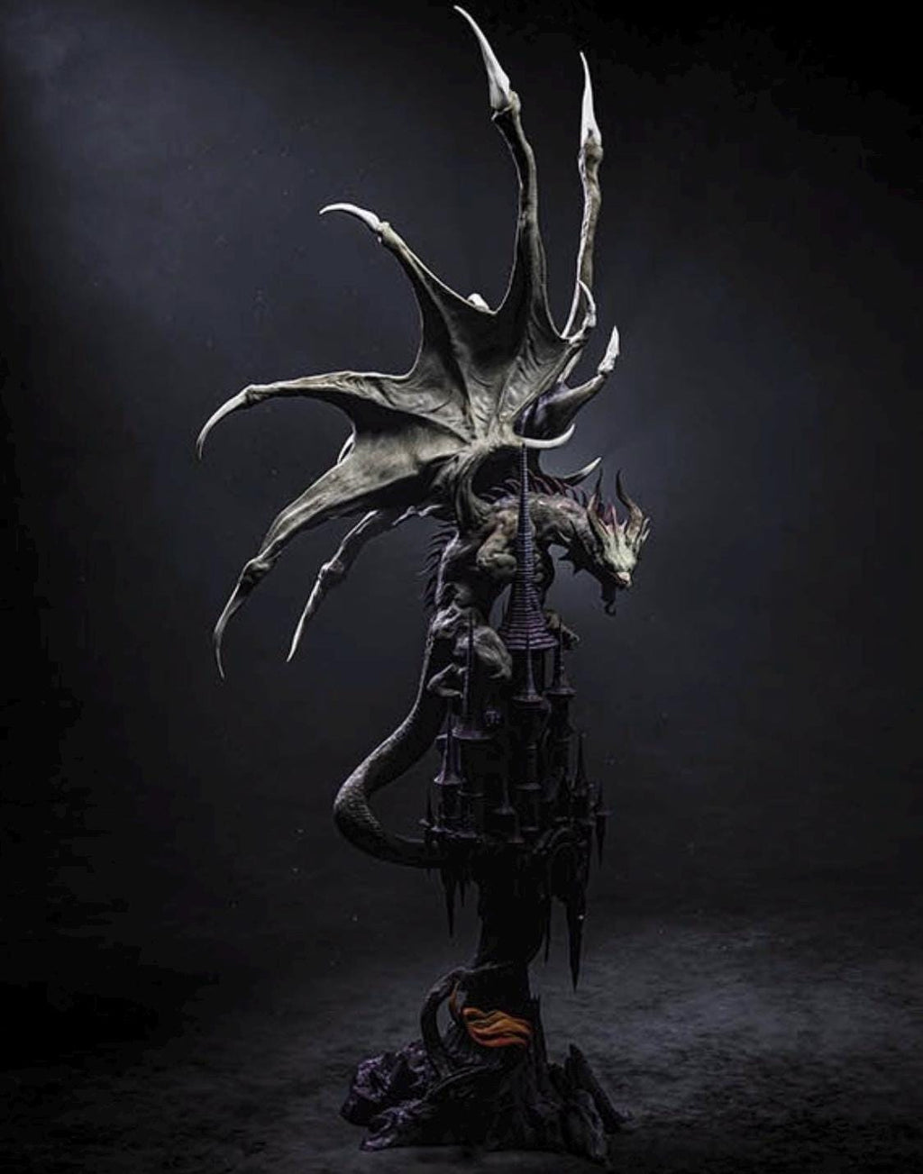 Gothic Dragon Statue on Castle Spire - Mysterious Dragon Figurine 30cm