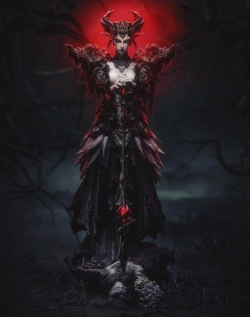 1/6 Scale Queen of the Ashen Vale Statue - Dark Fantasy Empress Figurine, Gothic Sorceress Resin Model, High Detail Collector Decor